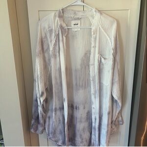 Aerie Gauze Lightweight Button Up TieDye Flowy Cotton Swim Cover Up